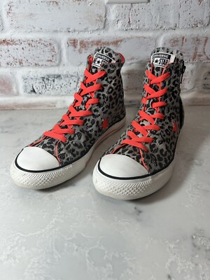 Converse One-Star High Tops: Black/Grey/Hot Pink Leopard Prints