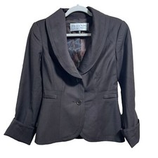 Trina Turk Women s Wool Blend Cuffed Sleeves Brown Blazer Size 2