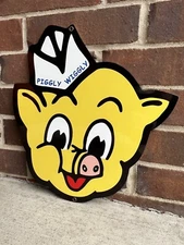 16 Inch Piggly Wiggly Die Cut Aluminum Die Cut Sign Grocery Store