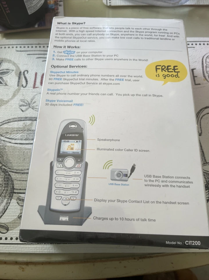 Linksys CIT200 Cordless Internet Telephony Phone Kit Supports SKYPE - Image 2 of 2