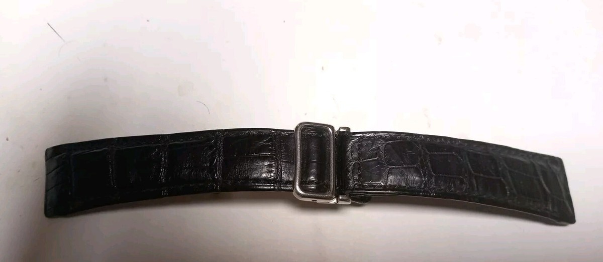 Bracelet Cuir EBEL Modulor 21 Mm Noir – Cousu Main Avec Boucle Déployante Signée, D'occasion