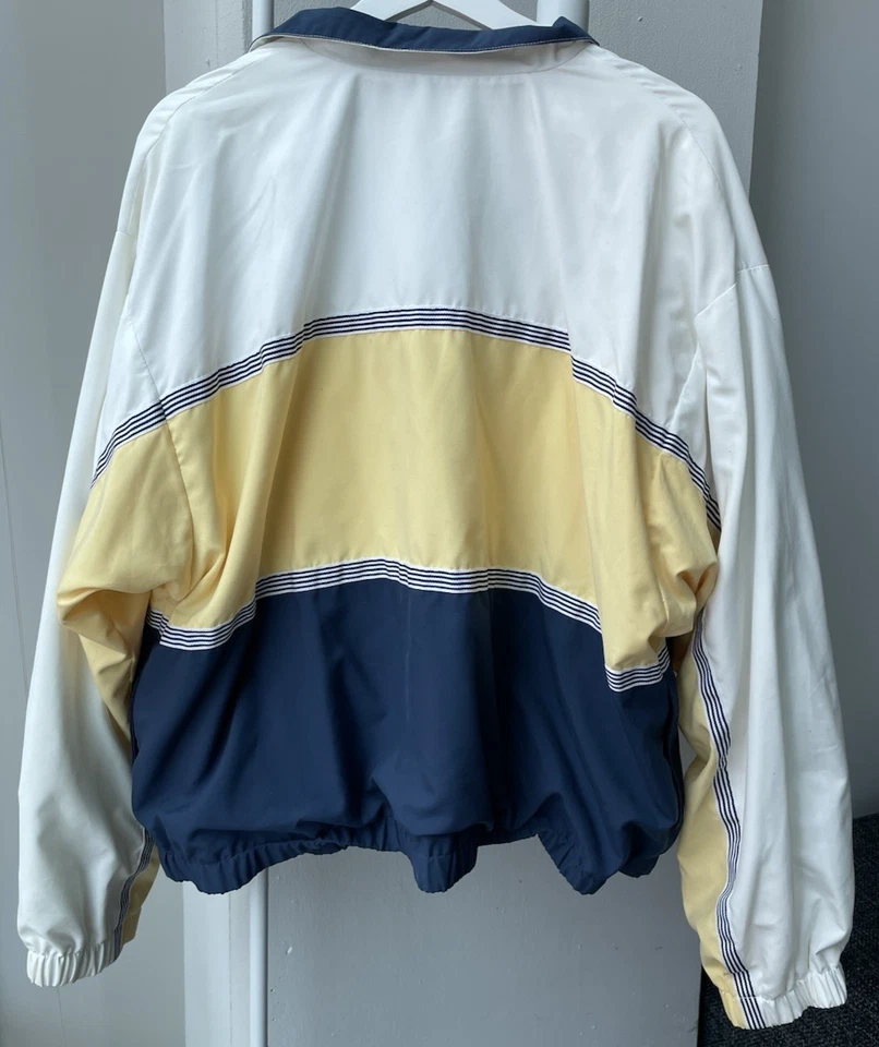 复古 80 年代 TEDDI 色块风衣夹克白色黄色海军蓝 - L 码(Est — 第 4/4 张图片