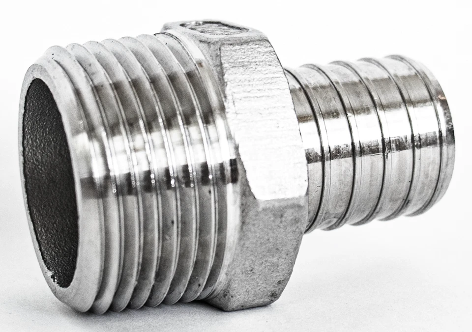 3/4" Stainless Steel PEX Adapter MNPT x Male PEX Hose Barb Crimp Fitting SS 316 - Image 3 of 4