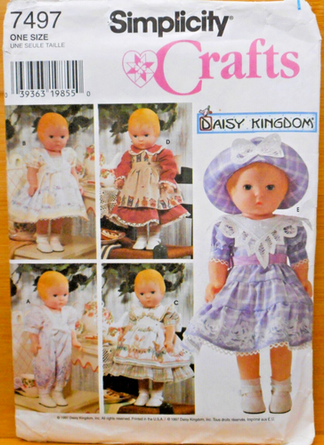 Nuevo Patrón Simplicidad 7497 Daisy Kingdom 17" Daisy Muñeca Ropa Vestidos + De Colección