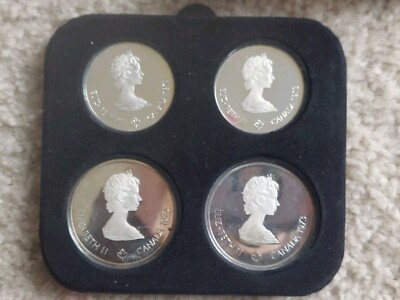1976 Canada Olympics 4 Piece Silver Proof Coin Set With Case COA