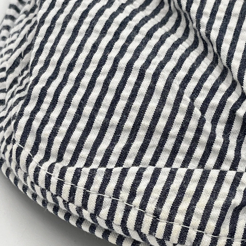 Gorra plana juvenil Seersucker - Sombrero a rayas azul blanco ferrocarril - niños talla 2T-5T Foto 3 de 4