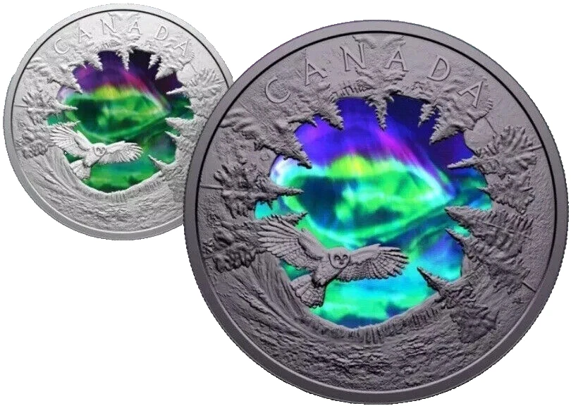 CANADA 2025 MAGIC of the NORTHERN LIGHTS 2oz .9999 Silver GLOW IN DRK $30 Coin - Image 2 of 4