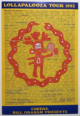 Lollapalooza Concert Poster 1992 Sound Garden Red Hot Chili