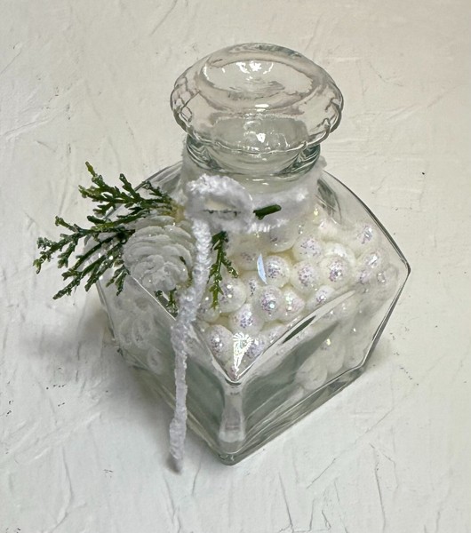 Tarro vintage con tapa bolas de nieve decoraciones navideñas