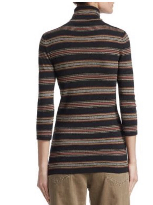 1795 美元 Brunello Cucinelli 羊绒羊毛 X 小号条纹高领毛衣 Monili — 第 4/4 张图片