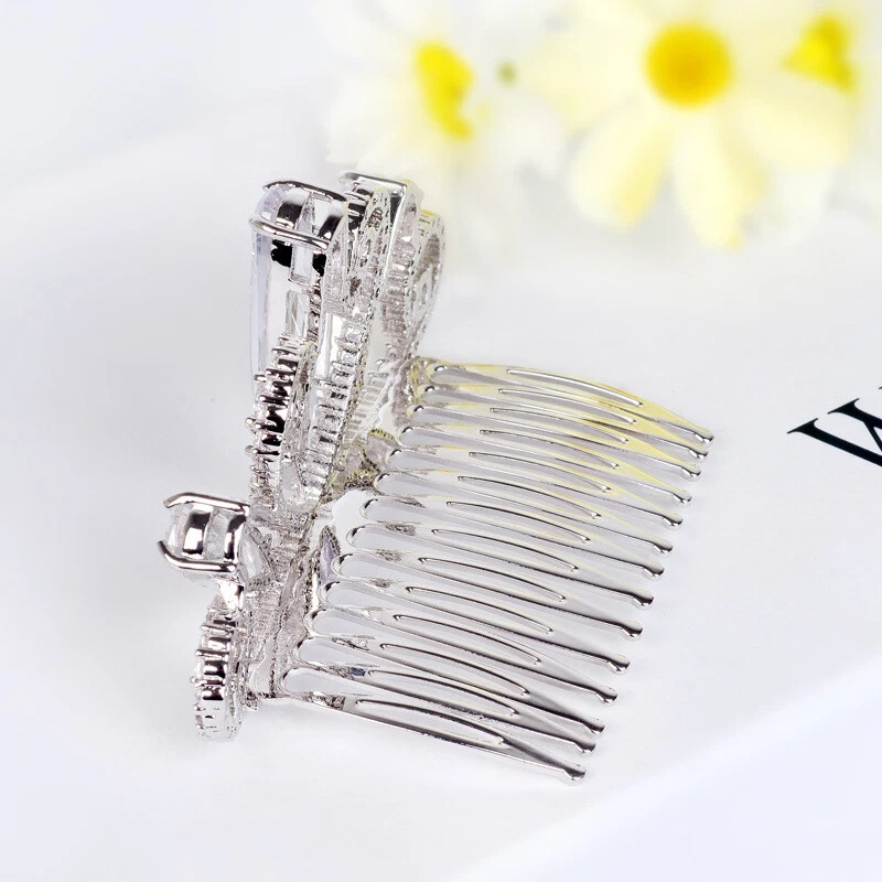 Peine de pelo de circón blanco corona pequeña de alta gama enchapado en oro accesorios para el cabello de mujer Foto 4 de 4