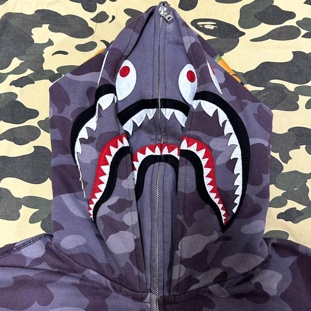 A Bathing Ape BAPE Double Shark Full Zip Hoodie Size XL Used from