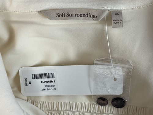 Soft Surroundings Keystone Shirt Damen 3X Neu mit Etikett $ 90 Langarm Kragen Bluse Top - Bild 8 von 9