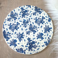 Tortenplatte Einsatz Keramik Elfenbein blaue Blumen Art Deco - Shabby Chic TOP
