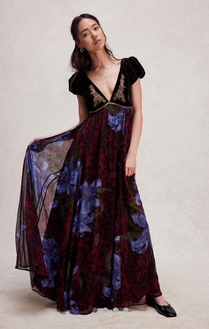 Макси-платье Free People Colette с бархатным верхом и блестками, плиссированное винно-оливковое комбинированное 6 НОВЫХ