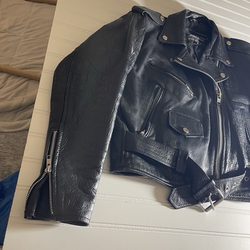 Vintage: Black LEATHER Motorcycle Jacket by UNIK Leather Apparel - Size M - Picture 3 of 15
