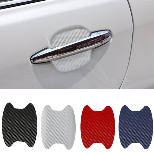 4x Pegatinas de película antiarañazos protectoras de manija de puerta de fibra de carbono accesorios para automóvil - Imagen 2 de 12