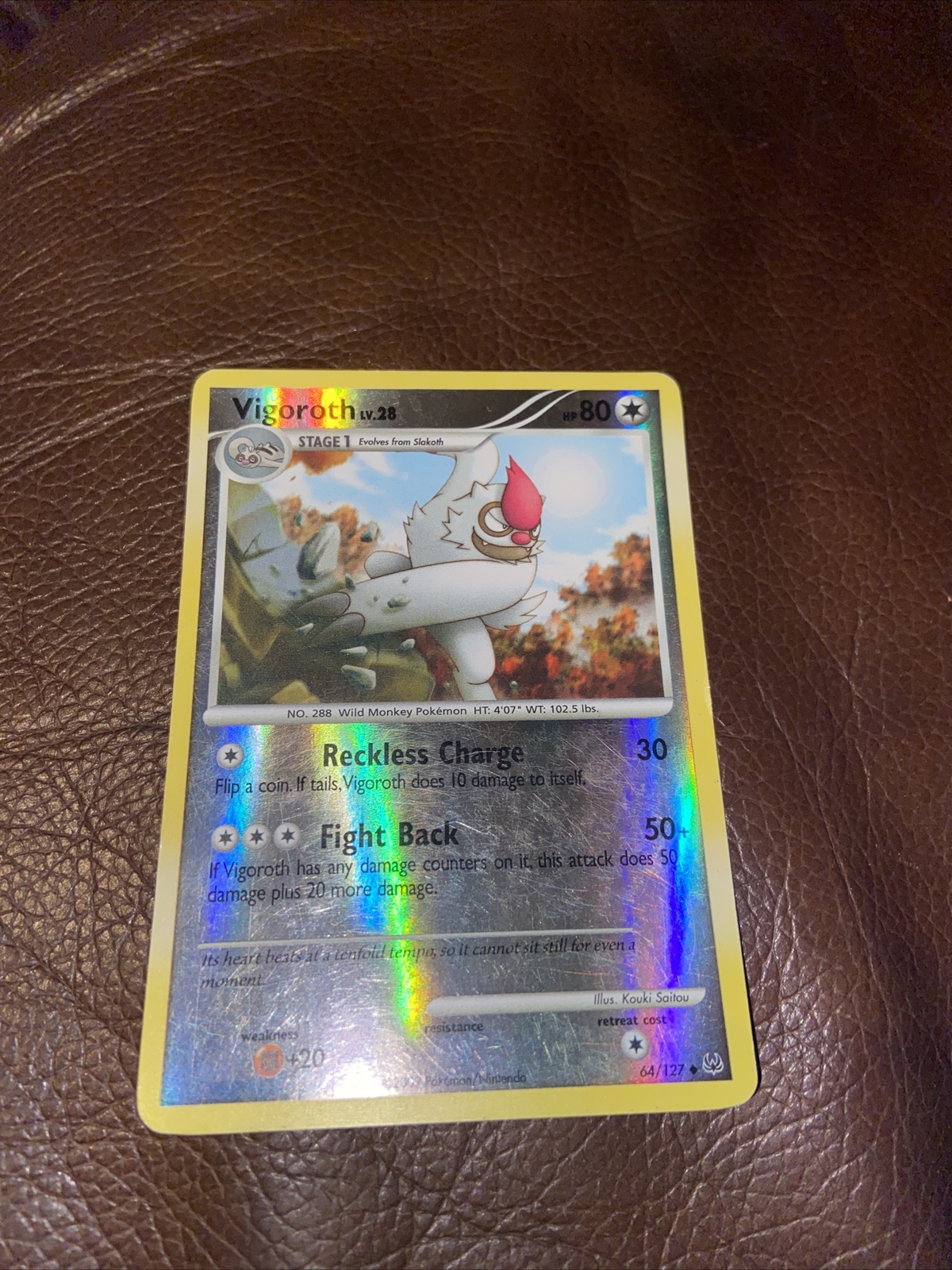 Vigoroth - 64/127 Platinum Reverse Holo Uncommon Pokemon - LP