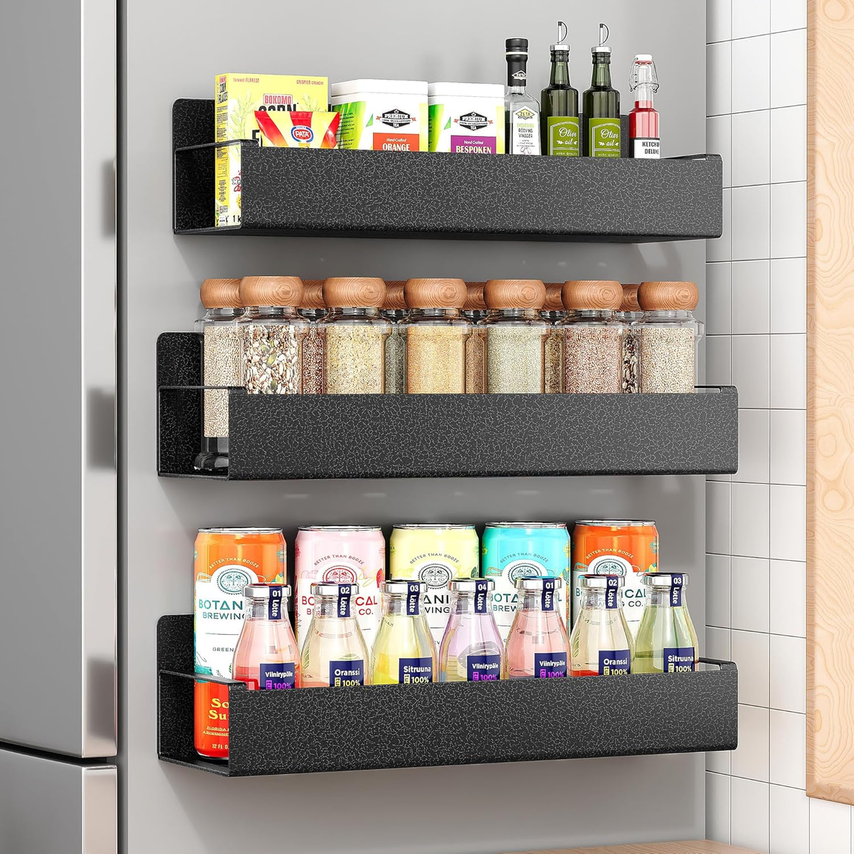 Pack Moveable Fridge Magnetic Spice Racks,Metal Cyan