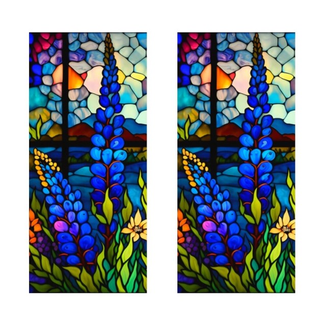 2pcs Vintage Stained Glass Window Film Static Cling Film Bathroom Glass Door 2pcs Vintage Stained Glass Window Film Static Cling Film Bathroom Glass Door