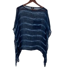 W by Worth Poncho Womens XP XS Blue White Striped Lightweight Oversized Sheer