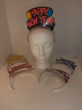 Beistle 1983 Lot Of 5 Vintage New Years Eve Party Headbands Tiaras Glitter Crown