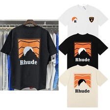 New RHUDE Men Women Printing Leisure Cotton Short Sleeve Polo T-Shirt S-2XL