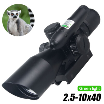 Hunting 2.5-10x40 Red/Green Mil-Dot Sight Scope with Green Laser 20mm 0.8in Rail