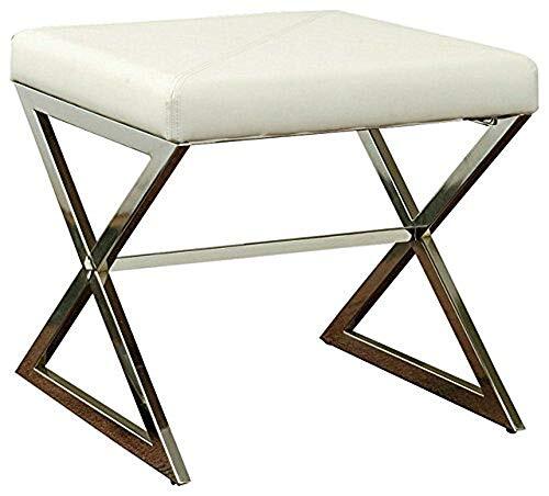 Coaster Home Furnishings Rita X-Cross Square Ottoman White And Chrome