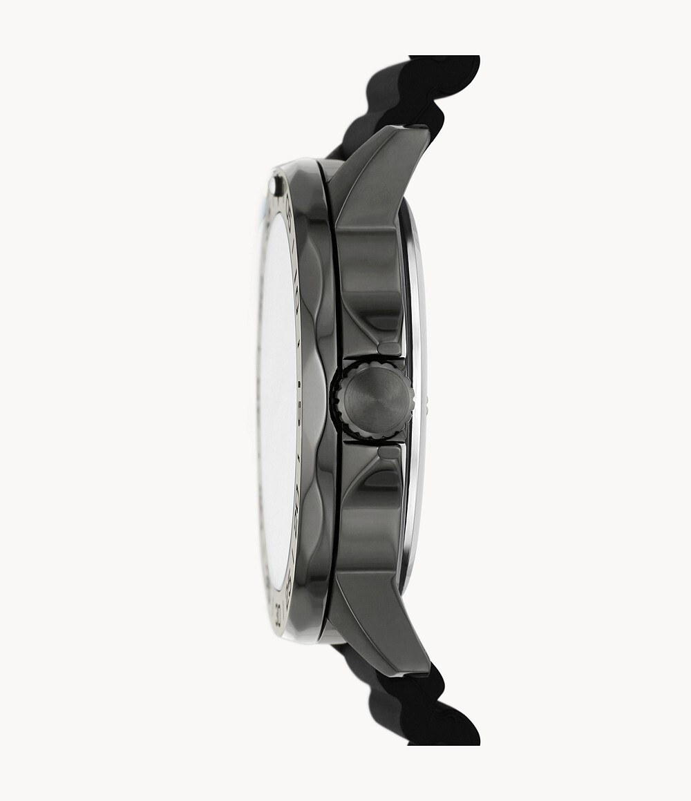 AUTHENTIC FOSSIL BANNON THREE-HAND DATE YELLOW BLACK SILICONE MENS