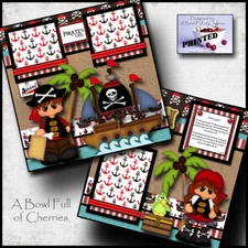 PIRATE ~ boy girl 2 premade scrapbooking pages paper piecing printed ~BY CHERRY