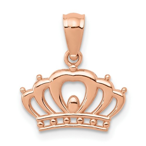 14k Rose Gold Crown Pendant Charm 