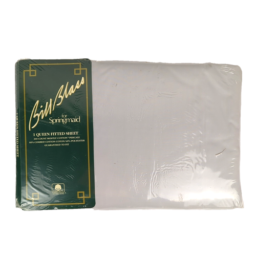 VTG NOS Bill Blass Springmaid Silver QUEEN Sheet Set Flat/Fitted/Pillowcases USA - Picture 5 of 10