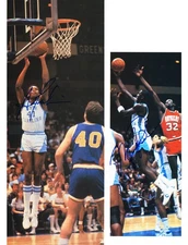 1983 Michael Jordan Sam Perkins Signed UNC Heels Media Guide Photo BAS AUTO 10