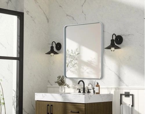 Elegant Lighting MR8A3036 Remy 30"W x 36"H Rectangular Flat - Silver - Picture 7 of 12