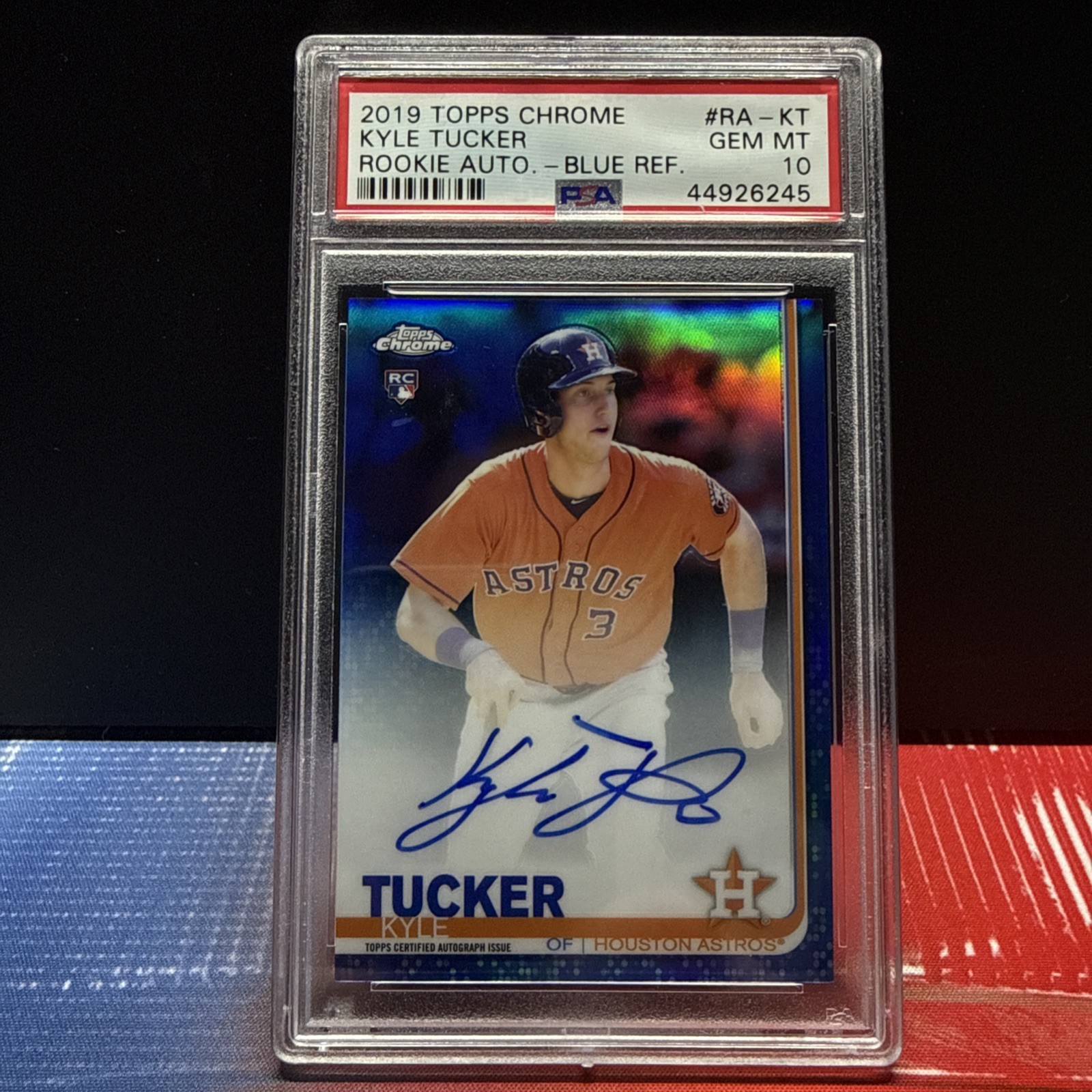 2019 Topps Chrome KYLE TUCKER True Blue Refractor Auto RC /150 PSA 10 Gem Mint