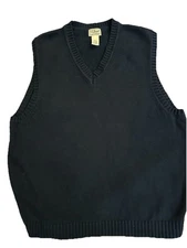 Vintage L.L Bean 100% Cotton Navy Blue V-Neck Sweater Vest Men's Size XL