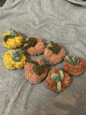 Set of 7 Handmade Crochet Plush Pumpkins Roughly 1.5 In Tall Orange and Yellow