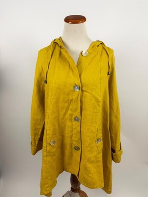 JONES NEW YORK gold yellow hooded LINEN jacket shirt Women's M