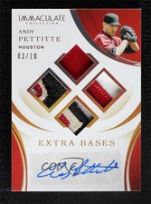 2020 Panini Immaculate Extra Bases Relics Gold 3/10 Andy Pettitte Auto 06bg