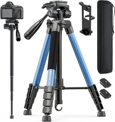 73'' Camera Tripod and Monopod, Professional Aluminum Tripod Stand for Mirrorles