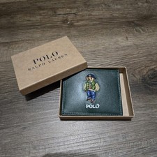 Polo Ralph Lauren Bear Leather Slim Card Case Wallet - Green