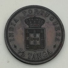 1903 Portuguese India 1/2 Tanga AU UNC Uncirculated KM#16 Conditional Rarity
