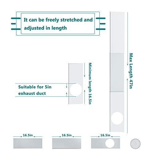 Portable Air Conditioner Window Kit - Adjustable Seal Panels for 5" Hose, Vent K