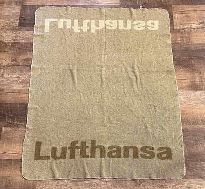Monsanto Lufthansa Airlines Blanket Vintage Tweed Look Anti Flame Travel PROP