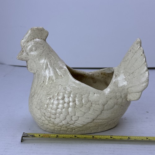 Vintage Chicken Hen Ceramic Planter Trinket Dish As Is Chipped Cottagecore Farm - Picture 12 of 13