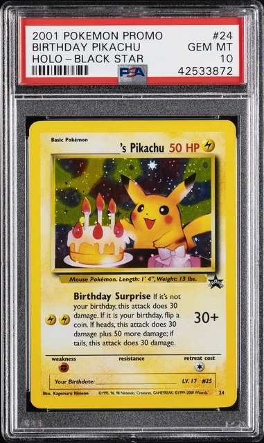 2000 POKEMON PROMO BLACK STAR #24 BIRTHDAY PIKACHU-HOLO PSA 10