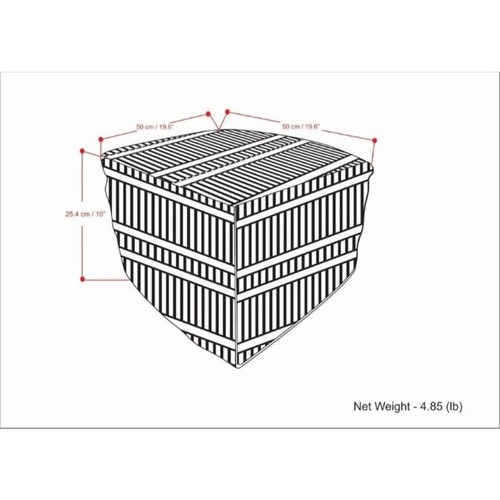 Safford 20" WD Outdoor/Indoor Pouf in Black/White Recycled Polyester & Assembled - Picture 7 of 7