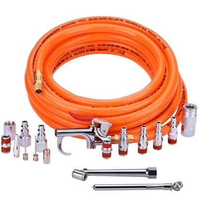 WYNNsky 3/8'' X 25ft PVC Air Compressor Hose Kit With 17 Piece Air Tool and Air C