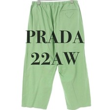 USED PRADA 22AW TRIANGLE LOGO CROPPED PANTS LIGHT GREEN M VERYGOOD